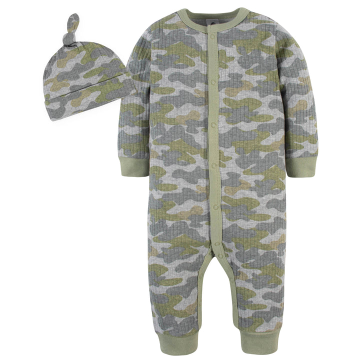 2-Piece Baby Boys Comfy Camo Coverall & Hat Set-Gerber Childrenswear