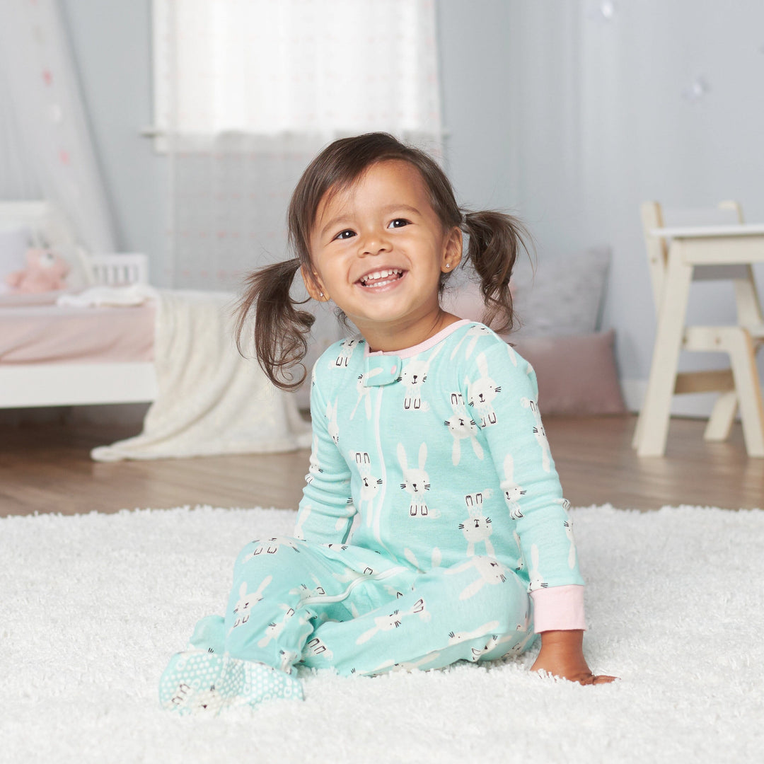 Baby Girls' 2-Pack Organic Bunny Snug Fit Footed Pajamas-Gerber Childrenswear