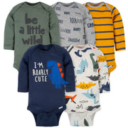 5-Pack Baby Boys Dino Long Sleeve Onesies® Bodysuits