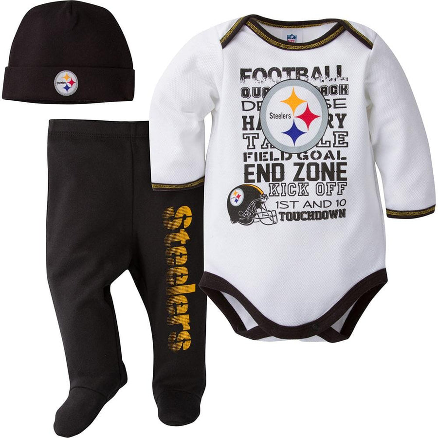 Steelers Bodysuit, Pants, and Cap Set-Gerber Childrenswear