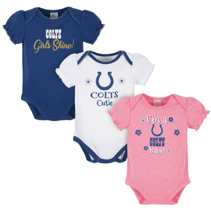 Indianapolis Colts Baby Girls Short Sleeve Bodysuits-Gerber Childrenswear