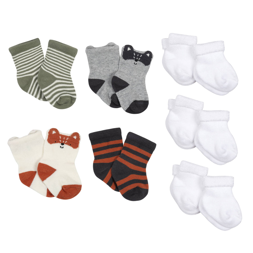 10-Pack Baby Boys Camping & White Wiggle Proof® Socks