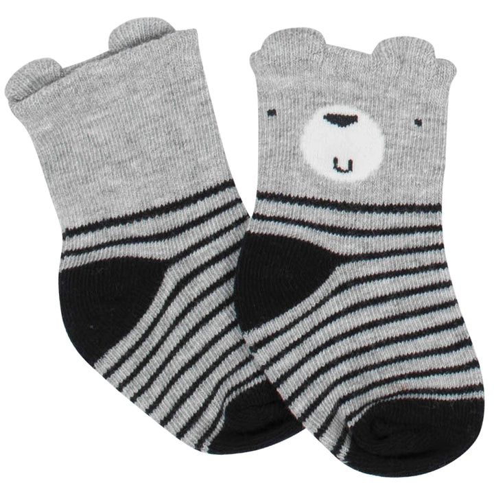 6-Pack Baby Boys' Bear Wiggle Proof Jersey Crew Socks-Gerber Childrenswear