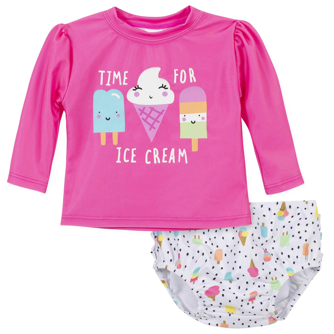 2-Piece Baby & Toddler Girls Ice Cream Dreams Swim Bottom & Rash Guard Set