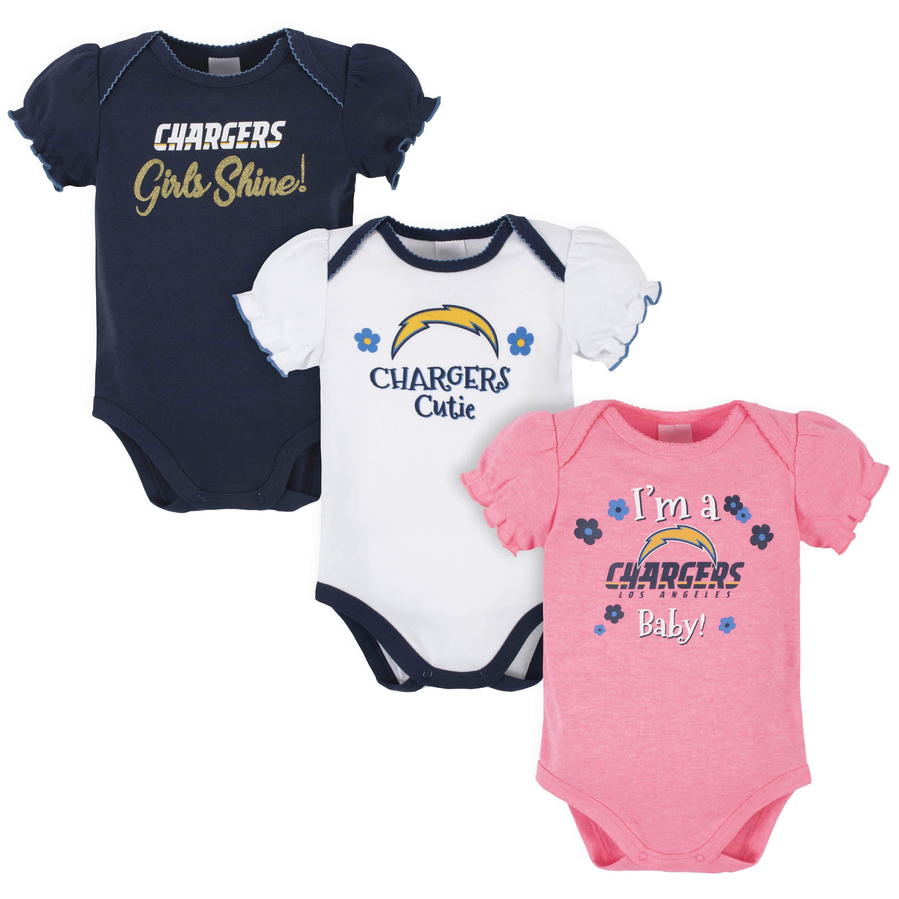 Los Angeles Chargers Baby Girls Short Sleeve Bodysuits-Gerber Childrenswear