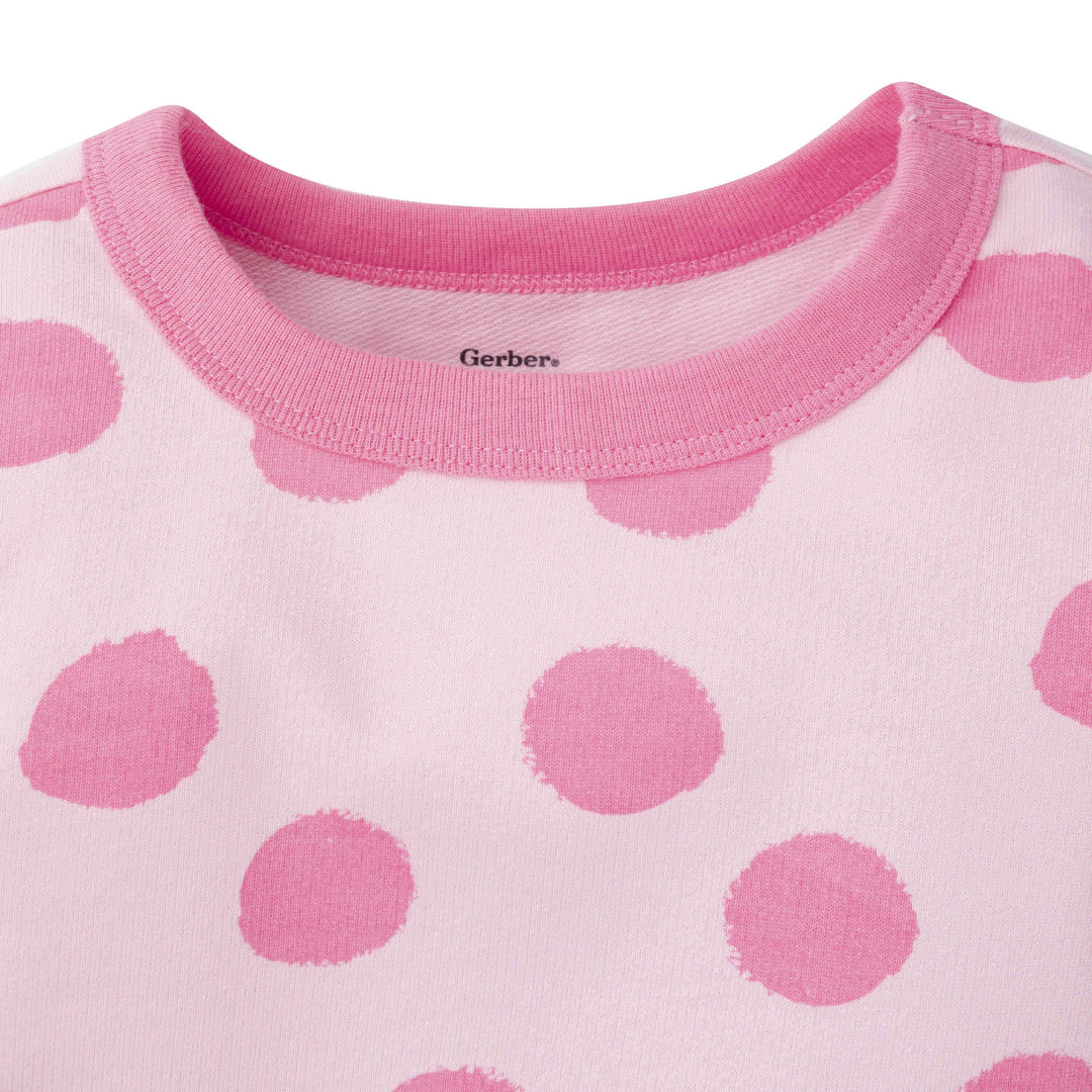 3-Piece Baby & Toddler Girls Pink A Dots French Terry Top, Tulle Tutu, & Legging Set-Gerber Childrenswear