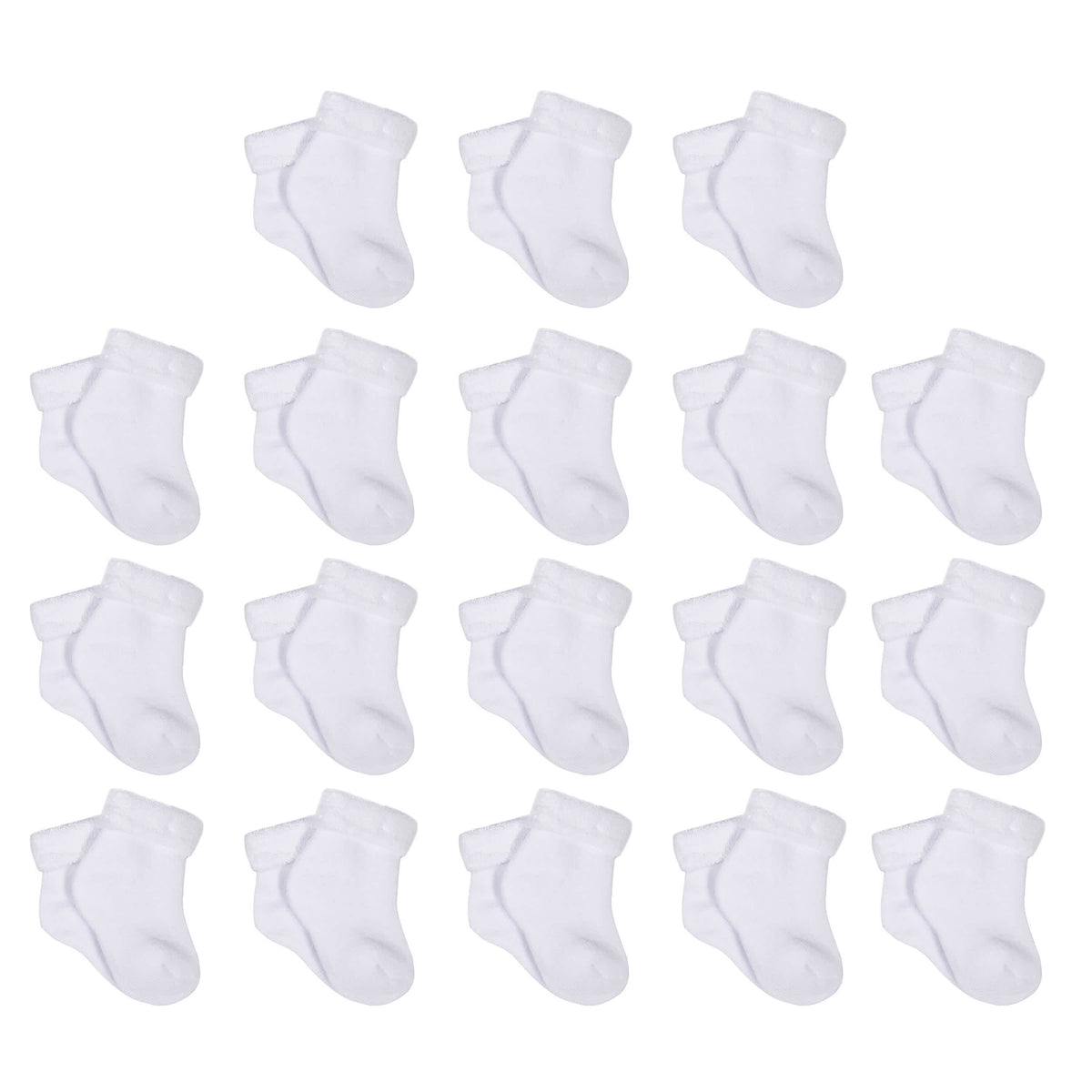 18-Pack Baby Neutral White Wiggle Proof® Socks
