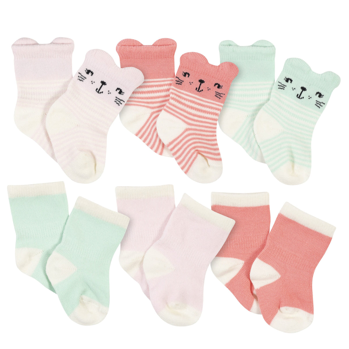 6-Pack Baby Girls Rainbow Wiggle-Proof™ Socks-Gerber Childrenswear