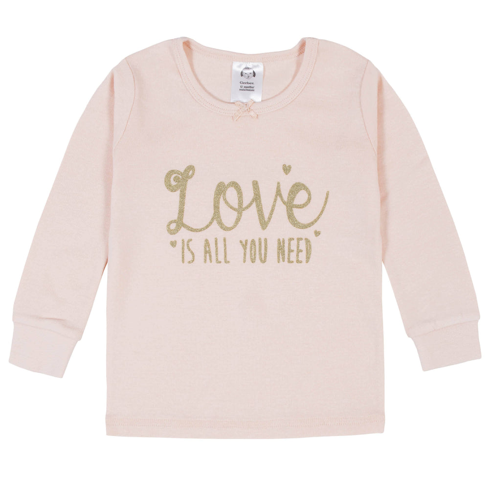 4-Piece Baby & Toddler Girls Love Snug Fit Cotton Pajamas-Gerber Childrenswear