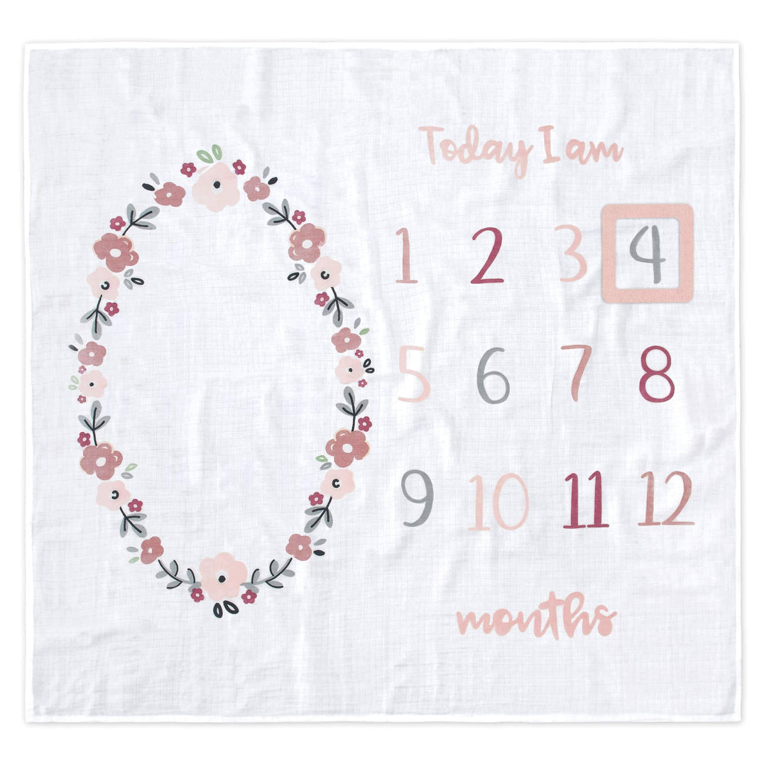 2-Piece Baby Girls Floral Milestone Blanket Set – Gerber Childrenswear