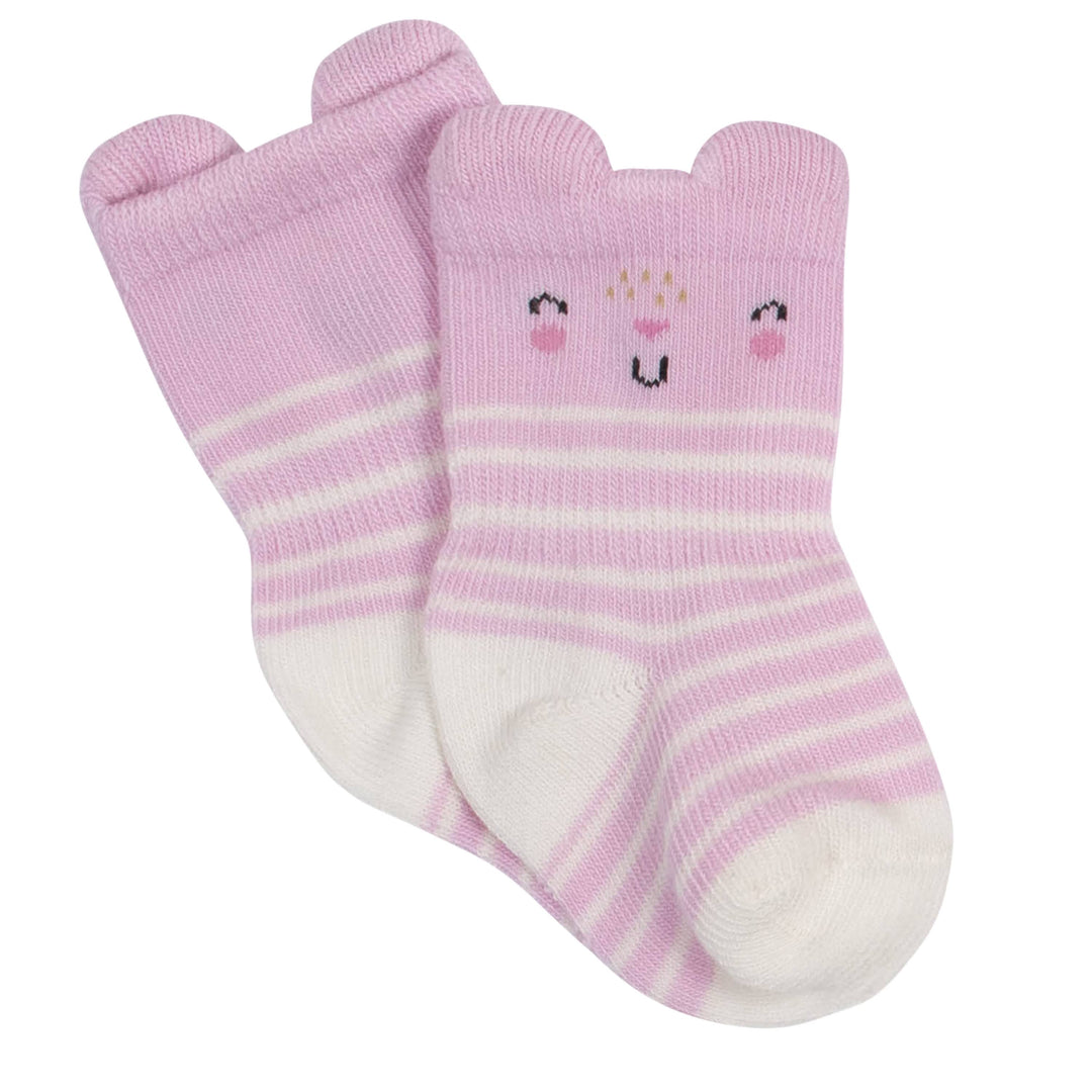 6-Pack Baby Girls Bunny Jersey Crew Wiggle-Proof™ Socks-Gerber Childrenswear