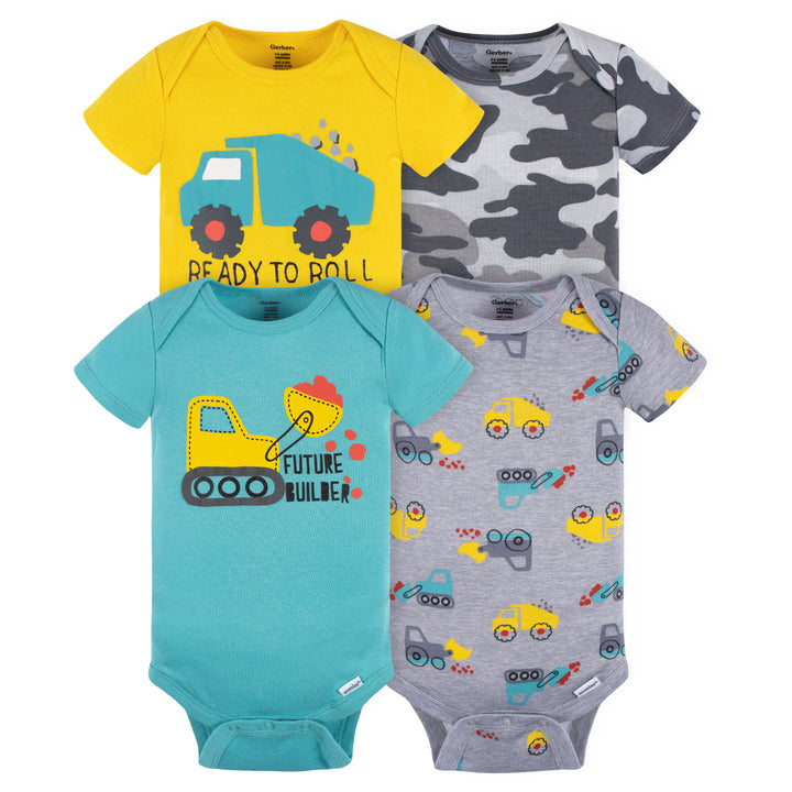 4-Pack Baby Boys Ready To Roll Short Sleeve Onesies® Brand Bodysuits
