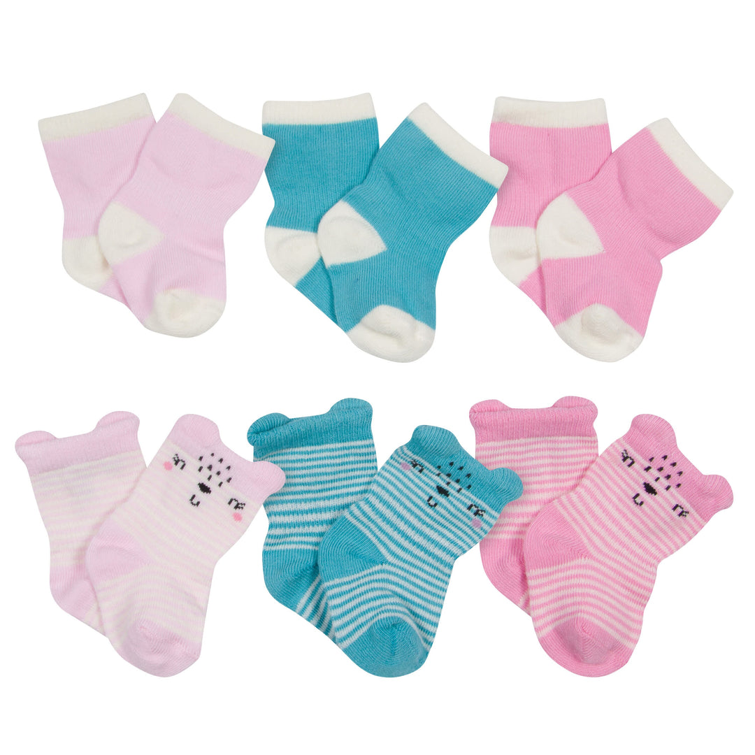 6-Pack Baby Girls Bear Wiggle Proof® Socks