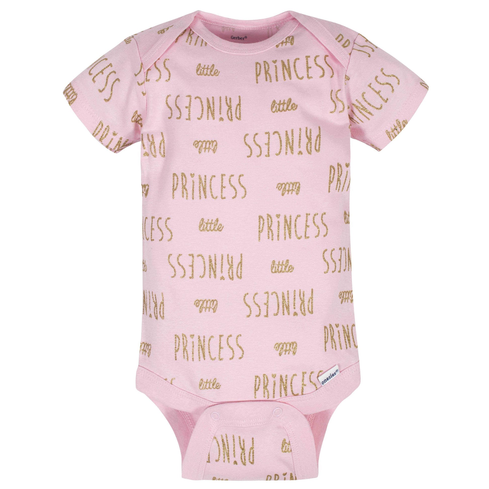 8-Pack Baby Girls Princess Short Sleeve Onesies® Bodysuits-Gerber Childrenswear