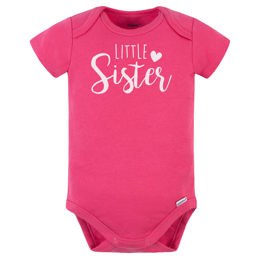 Baby Girl "Little Sister" Short Sleeve Onesies® Bodysuit-Gerber Childrenswear