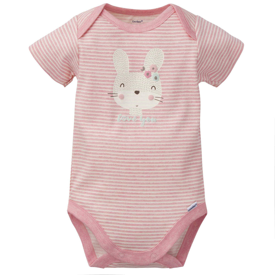3-Pack Baby Girls Bunny Organic Onesies® Bodysuits-Gerber Childrenswear