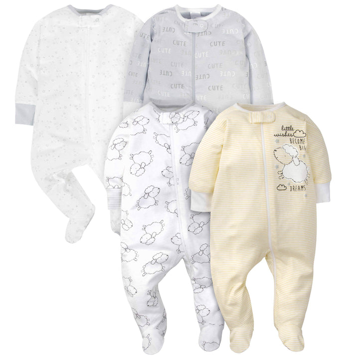 18-Piece Baby Neutral Sheep Sleep 'N Play, Onesies® Bodysuit, and Burpcloth Set-Gerber Childrenswear
