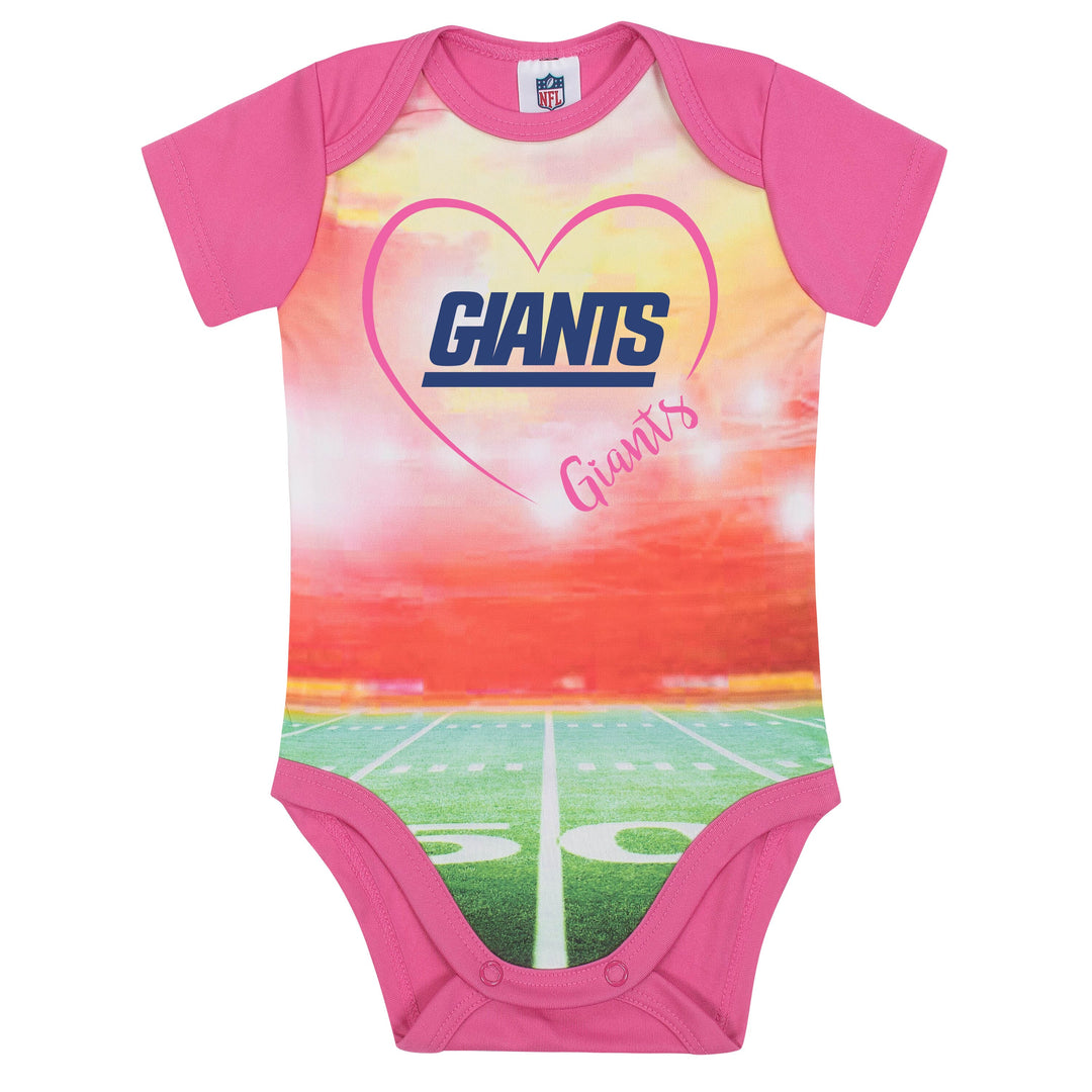 New York Giants Baby Girl Short Sleeve Bodysuit-Gerber Childrenswear
