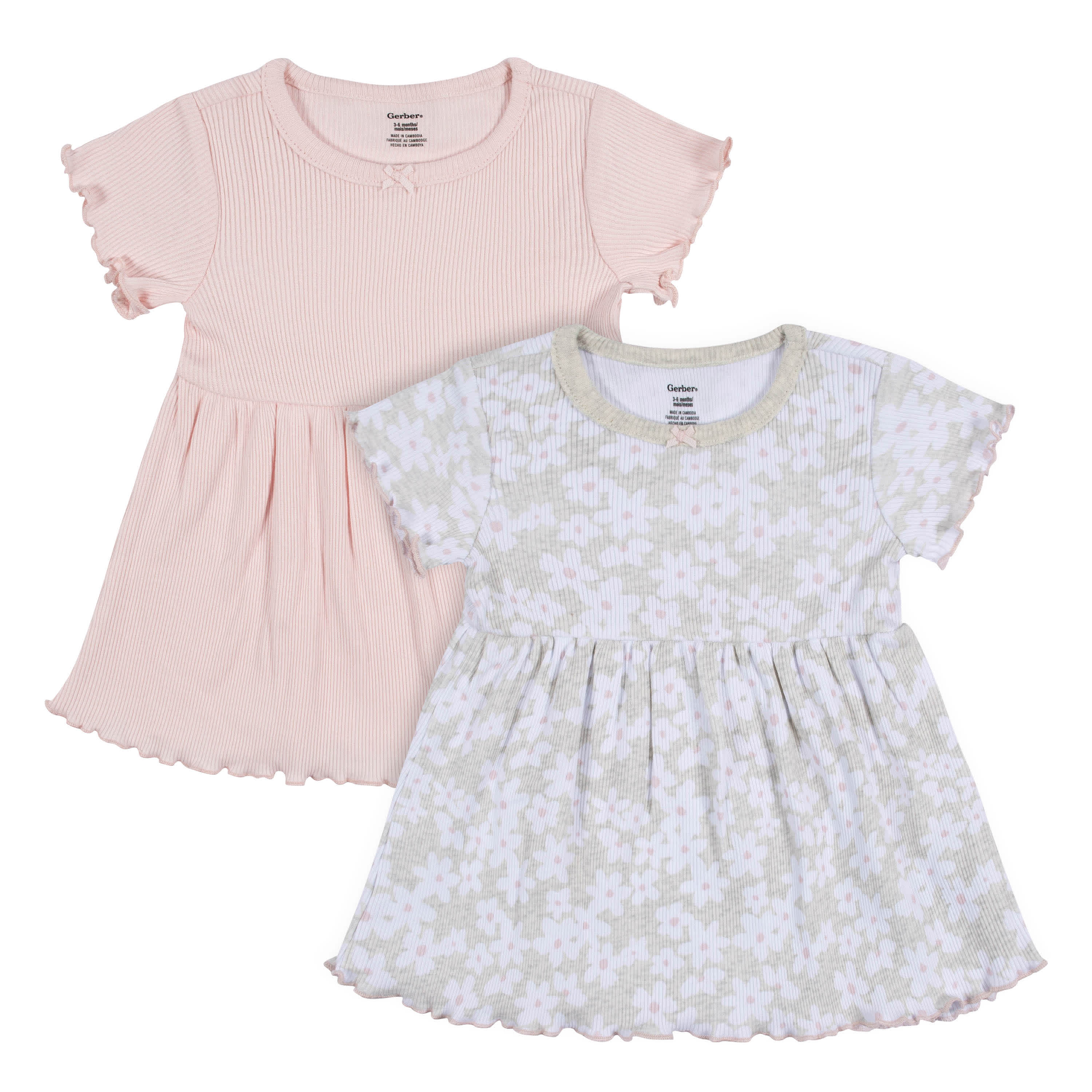 2-Pack Baby & Toddler Girls Sweet Florals Short Sleeve Cotton Dresses-Gerber Childrenswear
