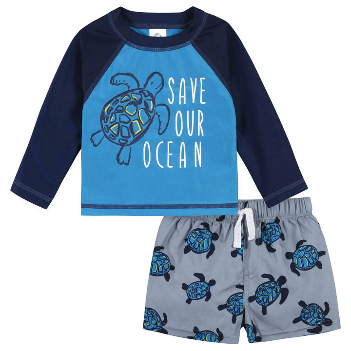 2-Piece Baby & Toddler Boys Sea Friends Rash Guard & Swim Trunks Set-Gerber Childrenswear