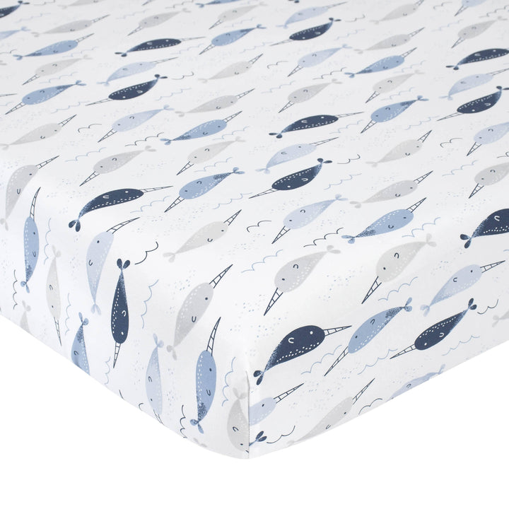 Blue Narwhal Ombre Printed Sheet-Gerber Childrenswear