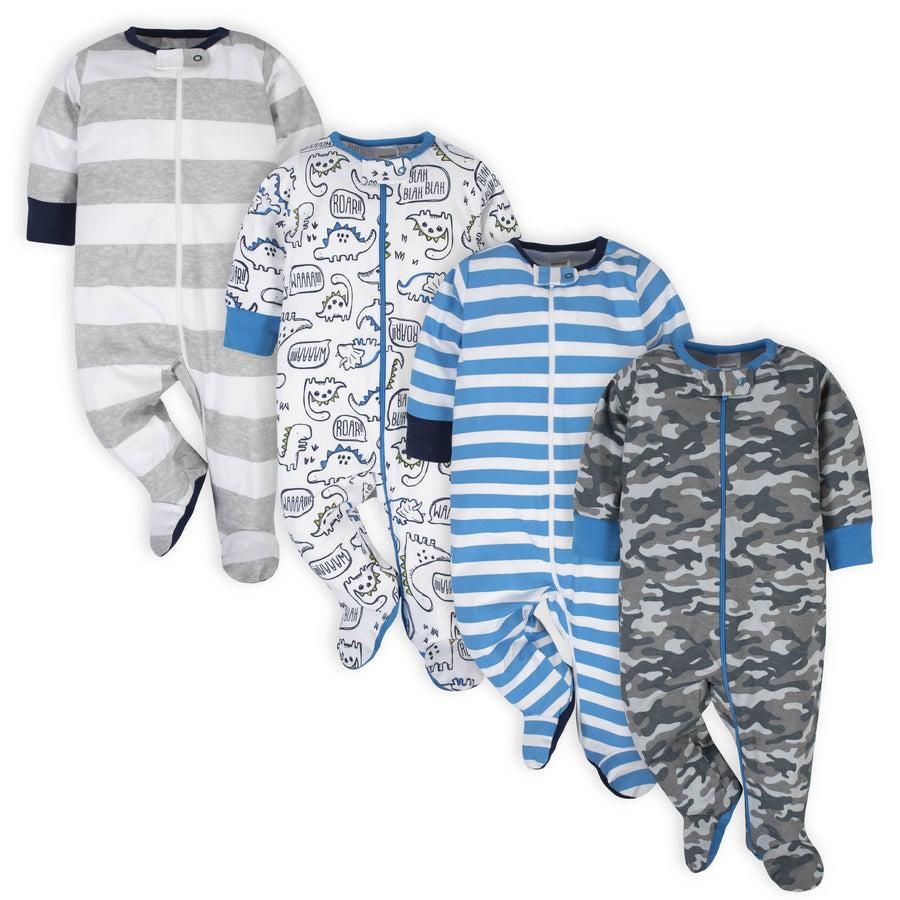 4-Pack Baby Boys Dino Sleep N' Plays-Gerber Childrenswear