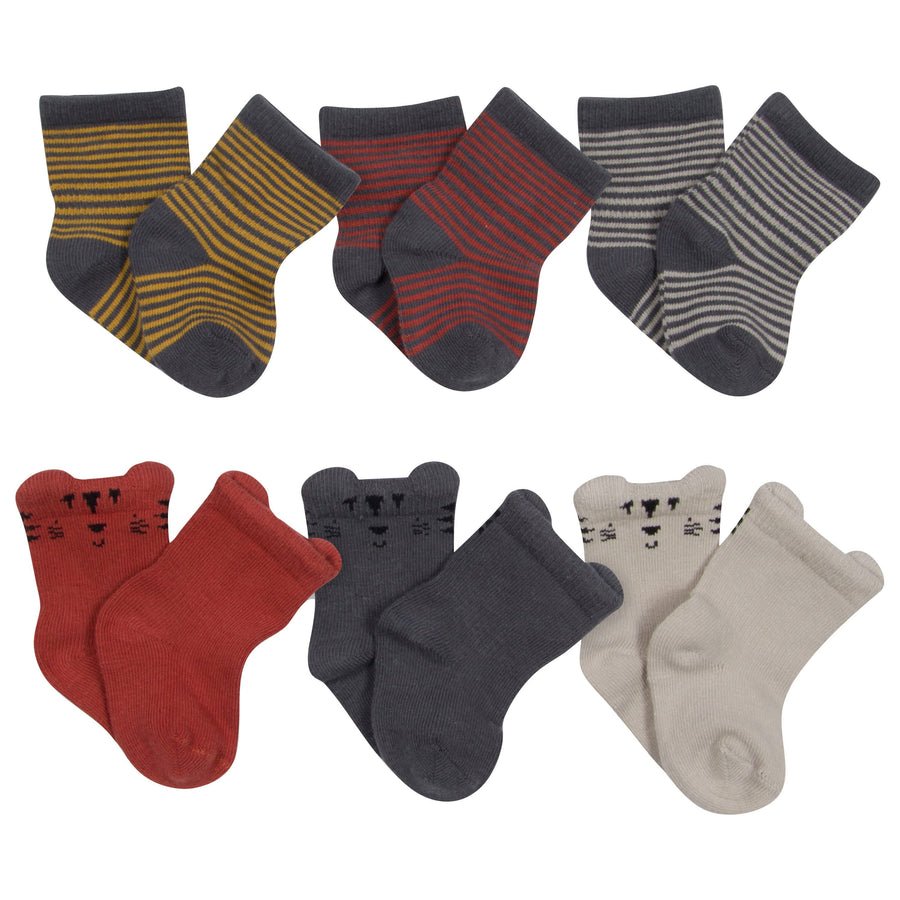6-Pack Baby Boys Safari Wiggle Proof® Socks