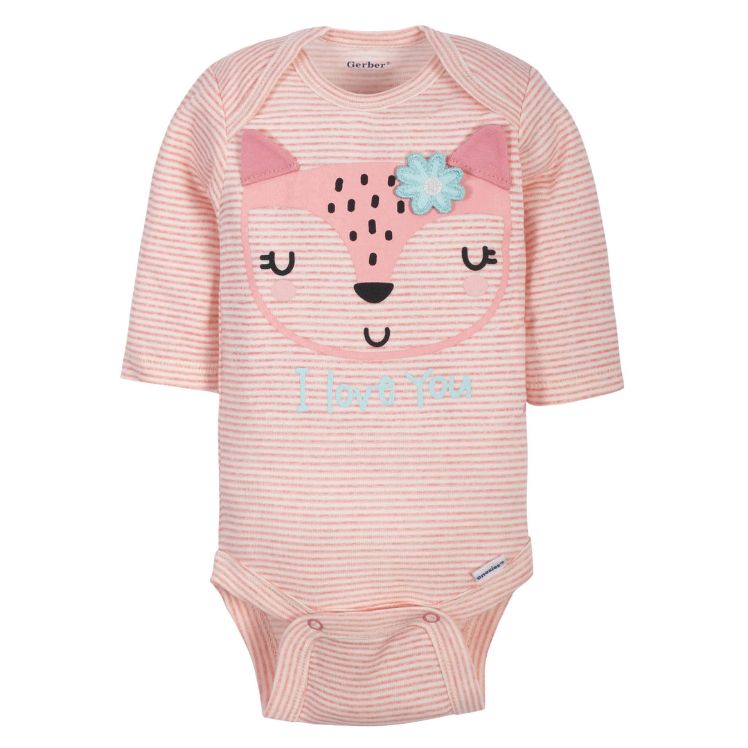 5-Pack Baby Girls Fox Long Sleeve Onesies® Bodysuits-Gerber Childrenswear
