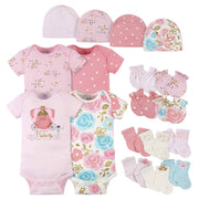 18-Piece Baby Girls Princess Onesies® Bodysuit, Mitten, Cap, & Sock Set-Gerber Childrenswear