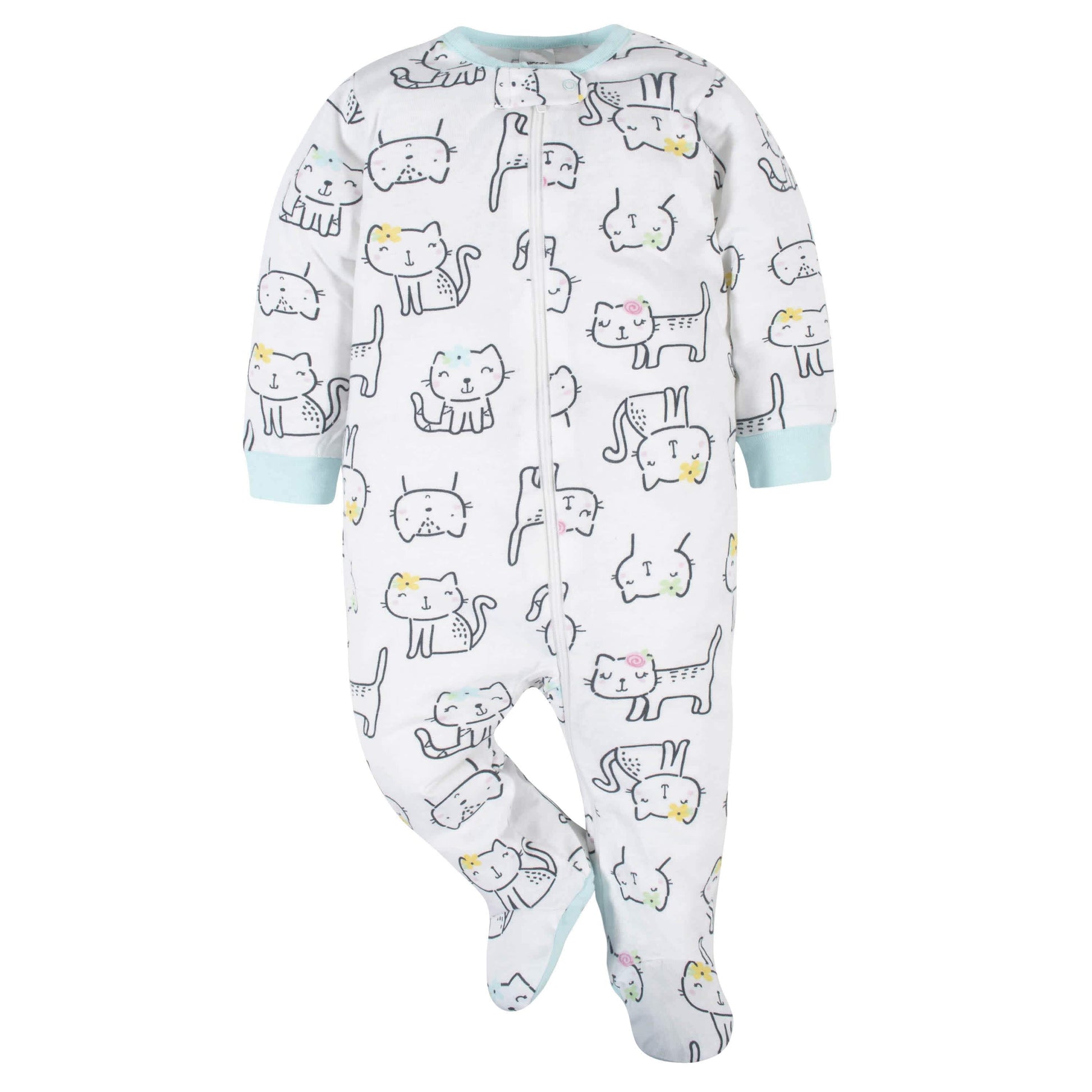 6-Piece Baby Girls Cat Onesies® Brand Bodysuit & Sleep N' Play Set-Gerber Childrenswear