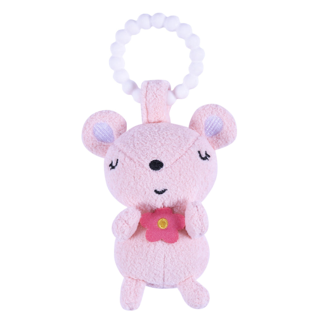 2-Piece Baby Girls Cat & Mouse Rattle and Teether Set