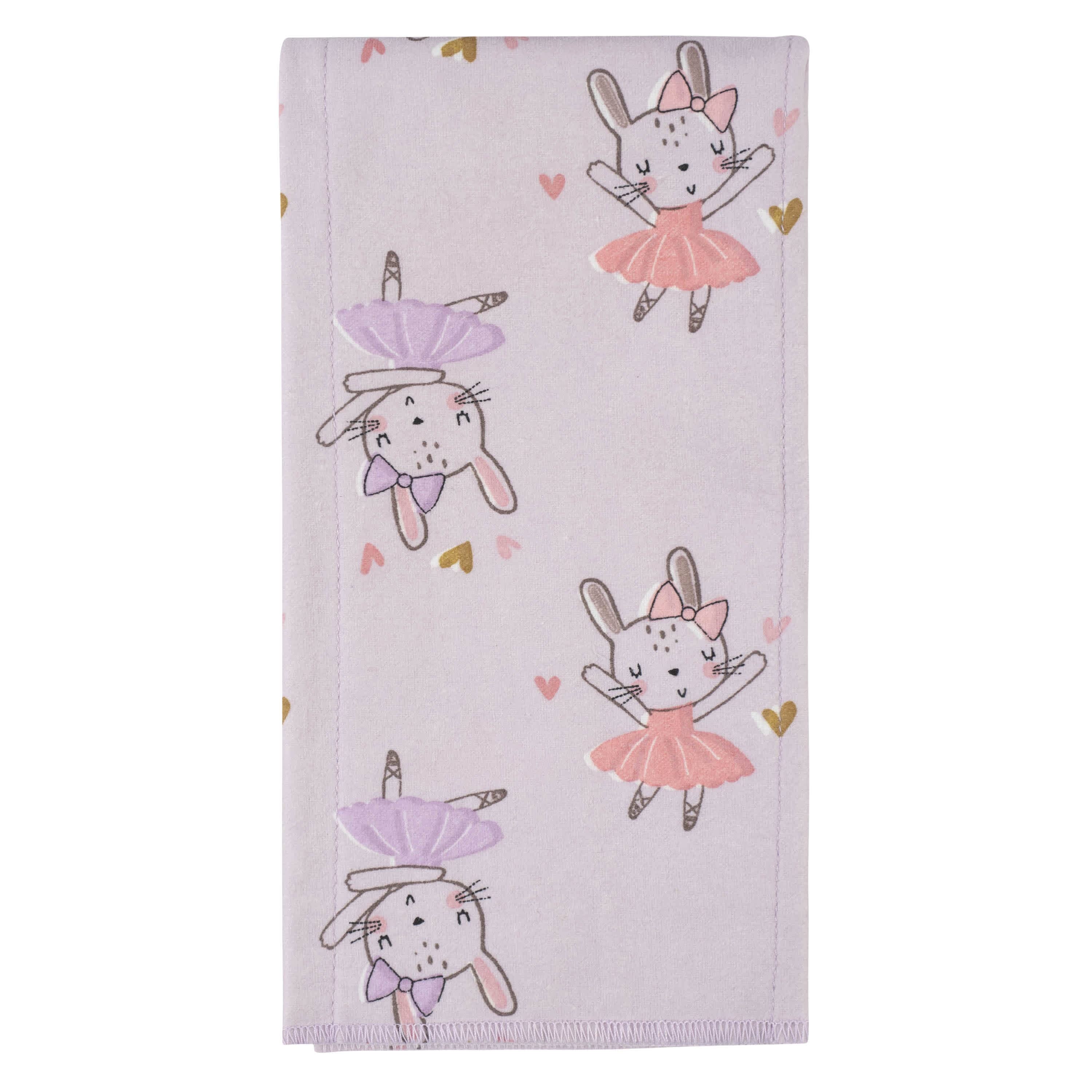 4-Pack Girls Bunny Ballerina Flannel Burp Cloths-Gerber Childrenswear
