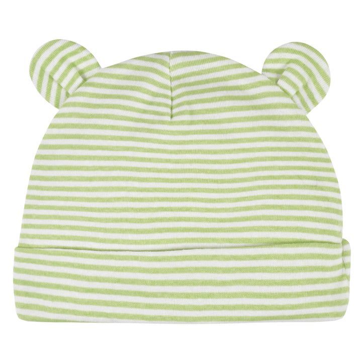 4-Piece Baby Neutral Comfy Stretch Avocado Caps & No Scratch Mittens Set-Gerber Childrenswear
