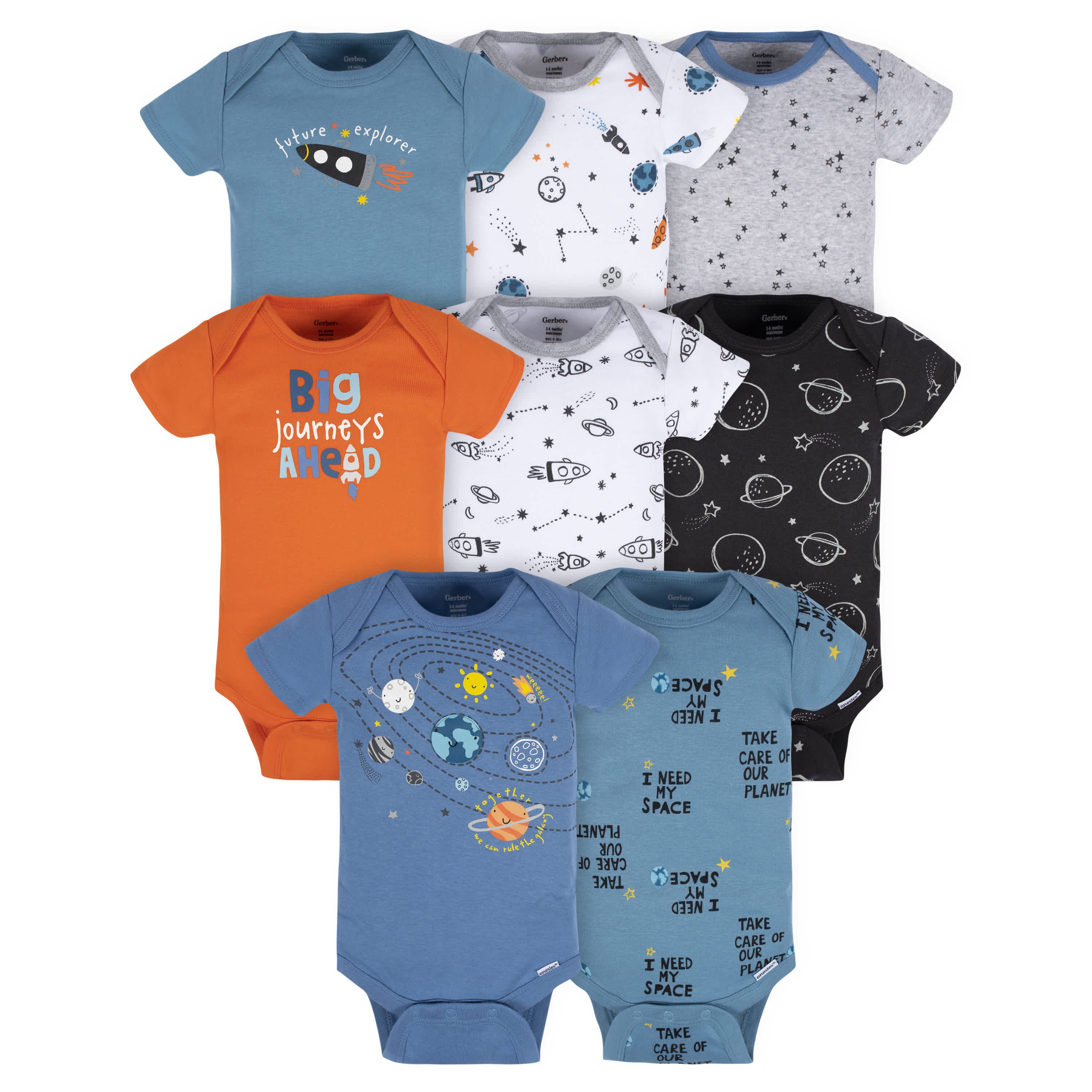 8-Pack Baby Boys Space Onesies® Bodysuits