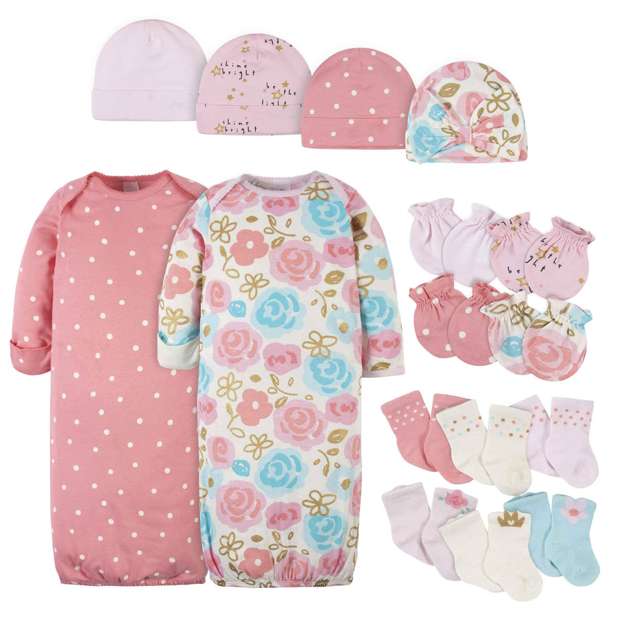 16-Piece Baby Girls Princess Gown, Mitten, Cap, & Sock Set-Gerber Childrenswear