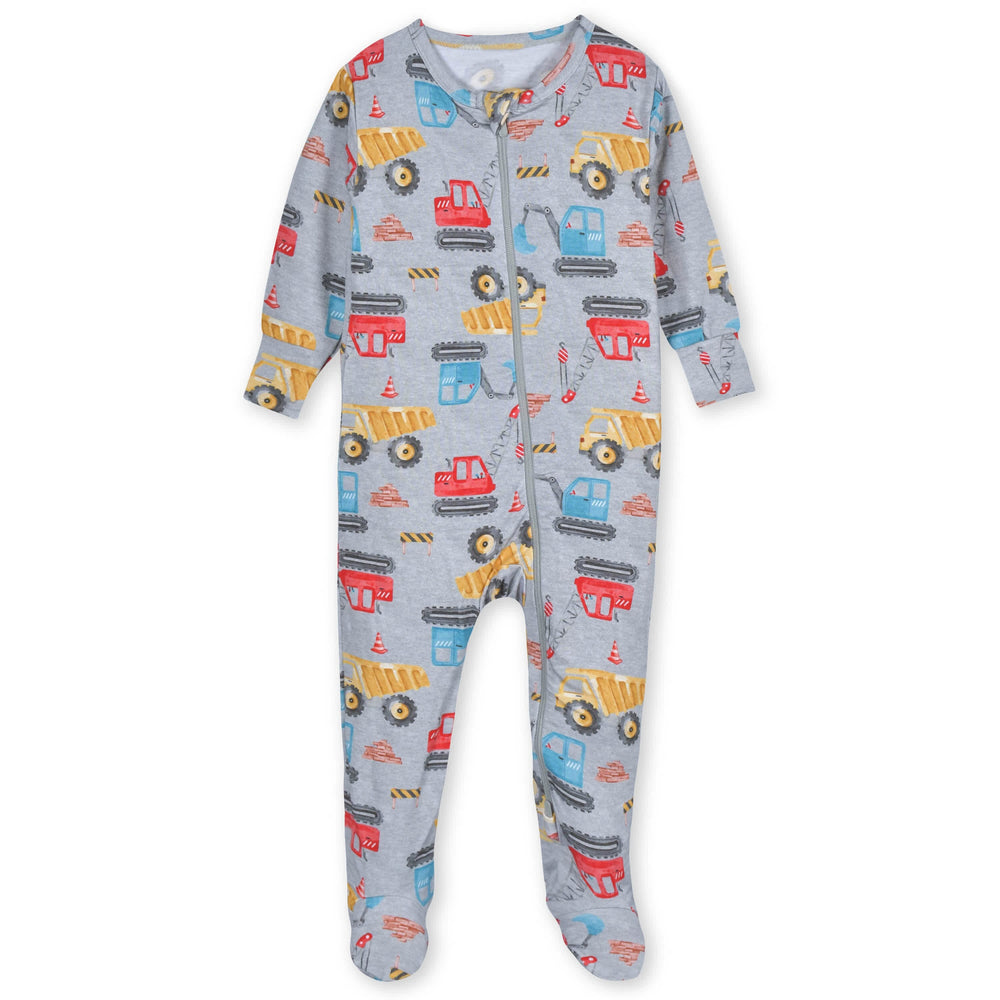 Baby & Toddler Boys Construction Trucks Buttery-Soft Viscose Made from Eucalyptus Snug Fit Footed Pajamas