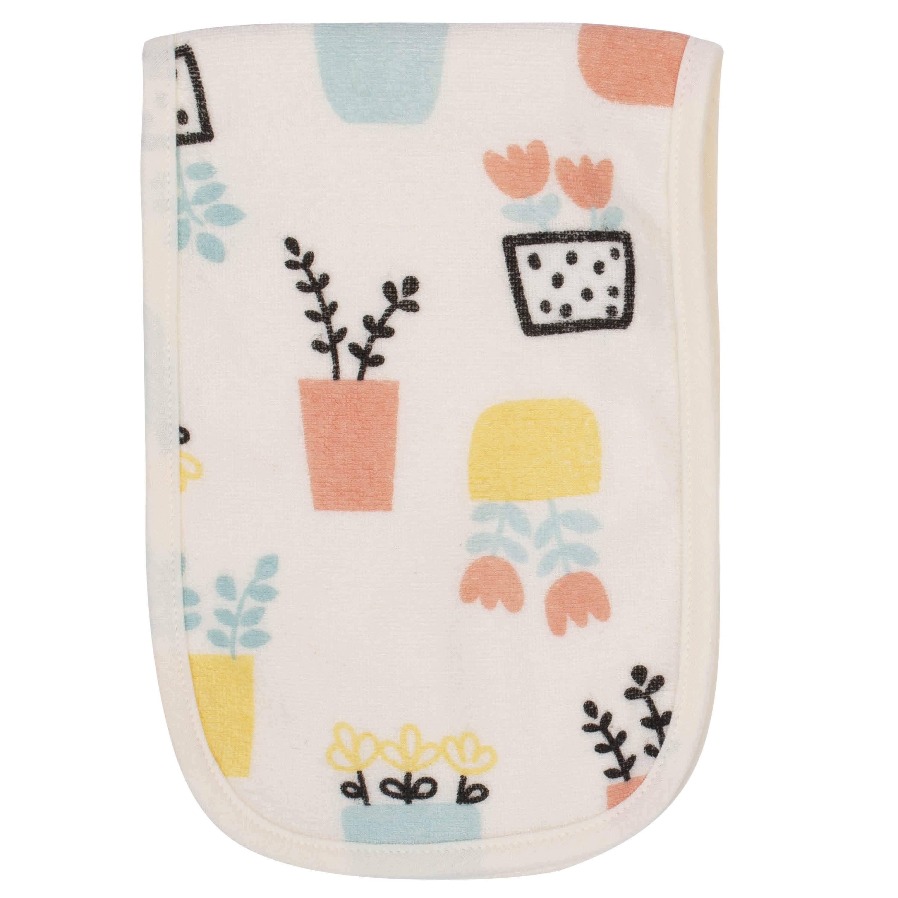 4-Pack Baby Girls Comfy Stretch Flower Pot Burp Cloths-Gerber Childrenswear
