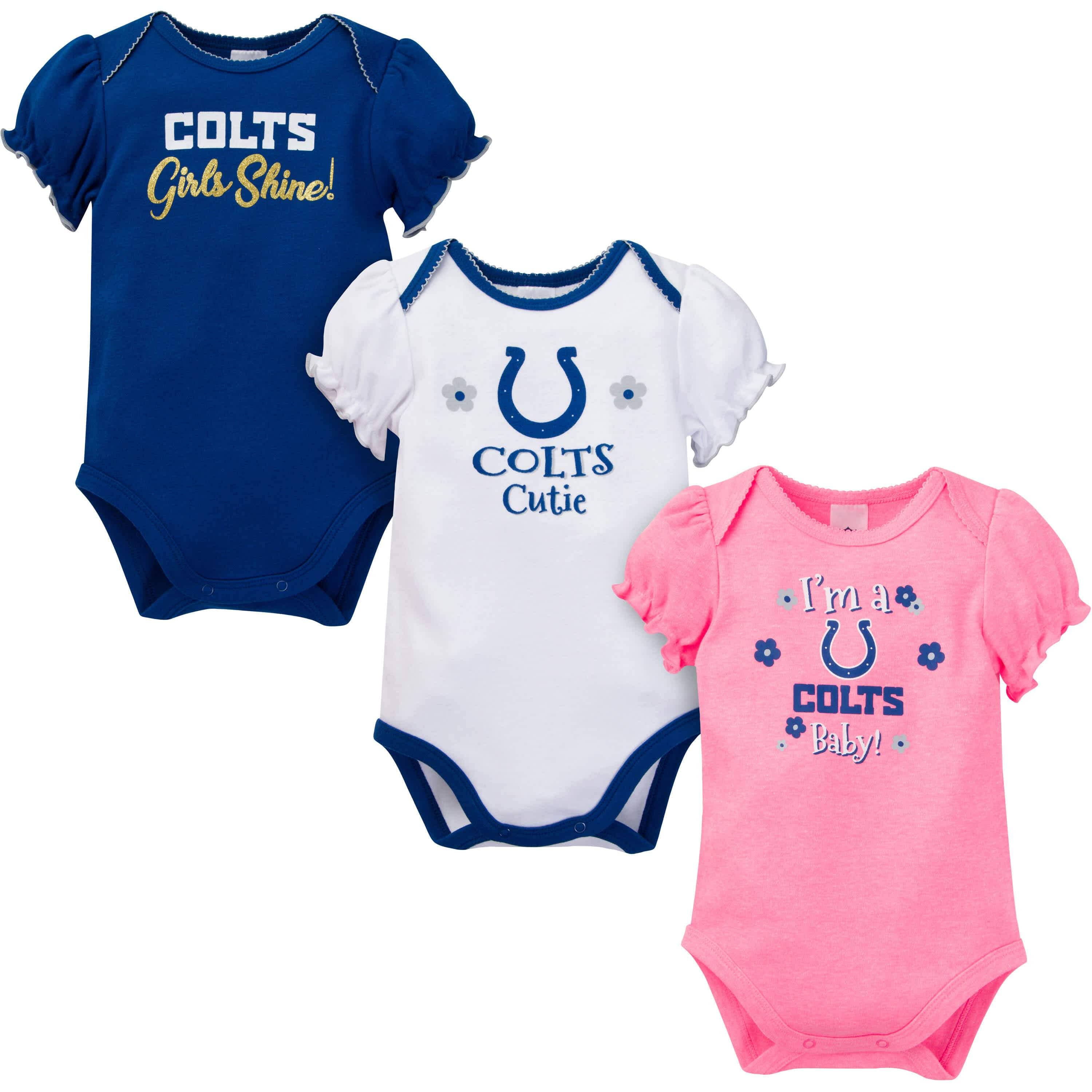 3-Pack Baby Girls Colts Short Sleeve Bodysuits-Gerber Childrenswear