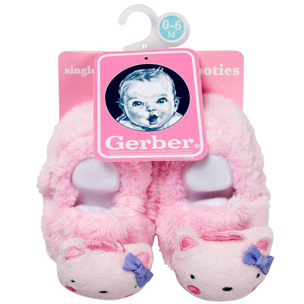 Baby Girls Kitty Velboa Booties-Gerber Childrenswear