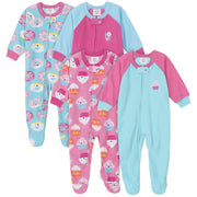 Gerber® 4-Pack Baby Girls Cupcakes & Donuts Fleece Pajamas-Gerber Childrenswear