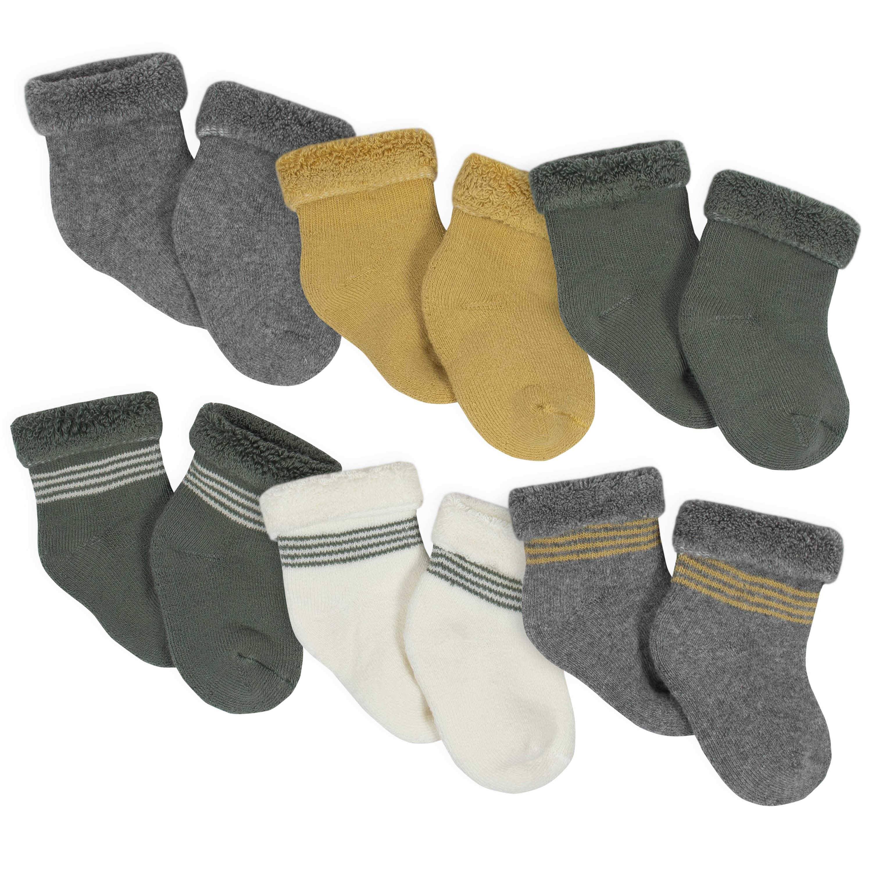 Gerber® 6-Pack Baby Boys Tiger Wiggle-Proof® Terry Bootie Socks-Gerber Childrenswear