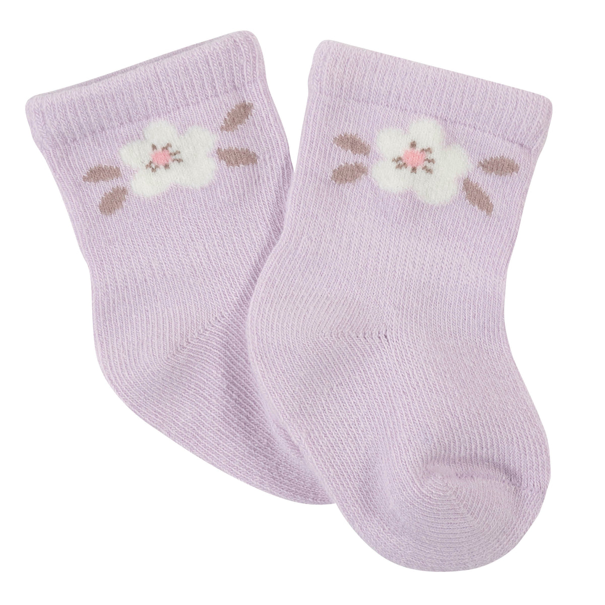6-Pack Baby Girls Bunny Ballerina Wiggle-Proof™ Jersey Crew Socks-Gerber Childrenswear