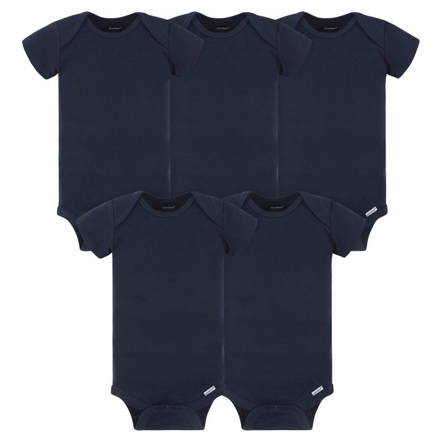 5-Pack Baby Navy Onesies® Bodysuits-Gerber Childrenswear