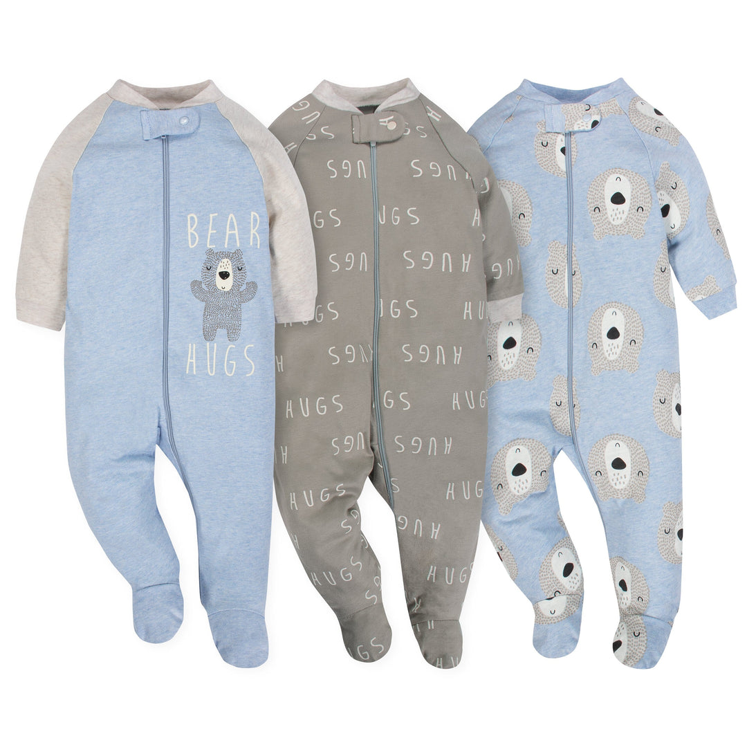 Gerber 3-Pack Organic Baby Boy Sleep N’ Play Set - Hugs-Gerber Childrenswear
