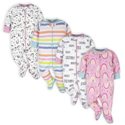 4-Pack Baby Girls Unicorns Sleep N' Plays-Gerber Childrenswear