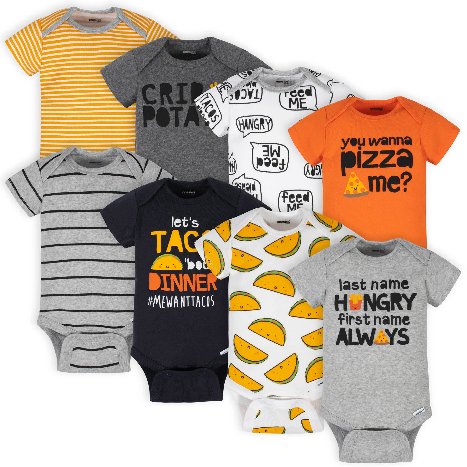 8-Pack Baby Boys Taco Onesies® Brand Bodysuits-Gerber Childrenswear