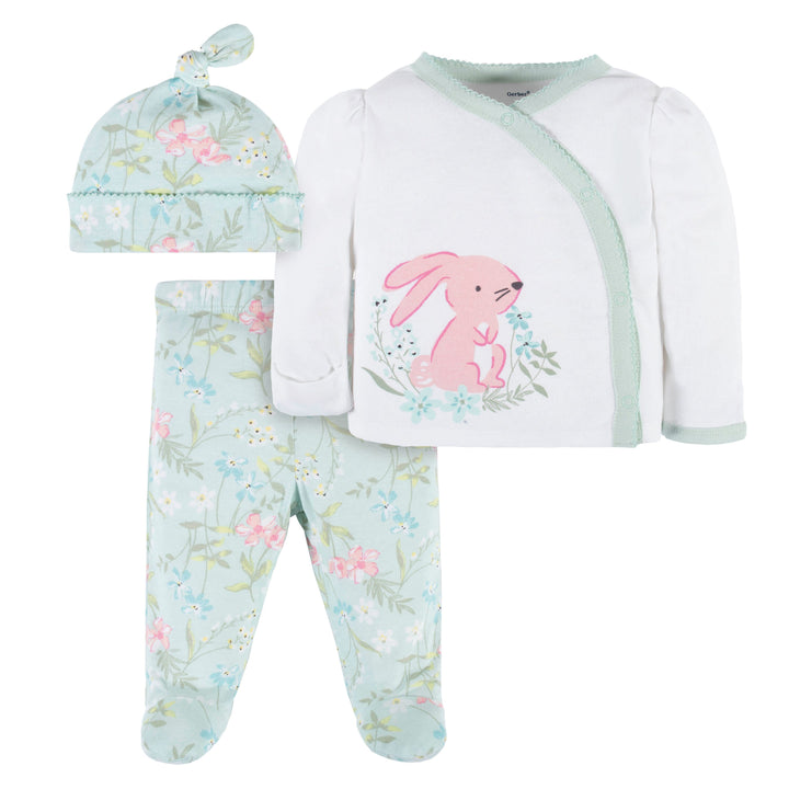 3-Piece Baby Girls Bunny Take Me Home Set-Gerber Childrenswear