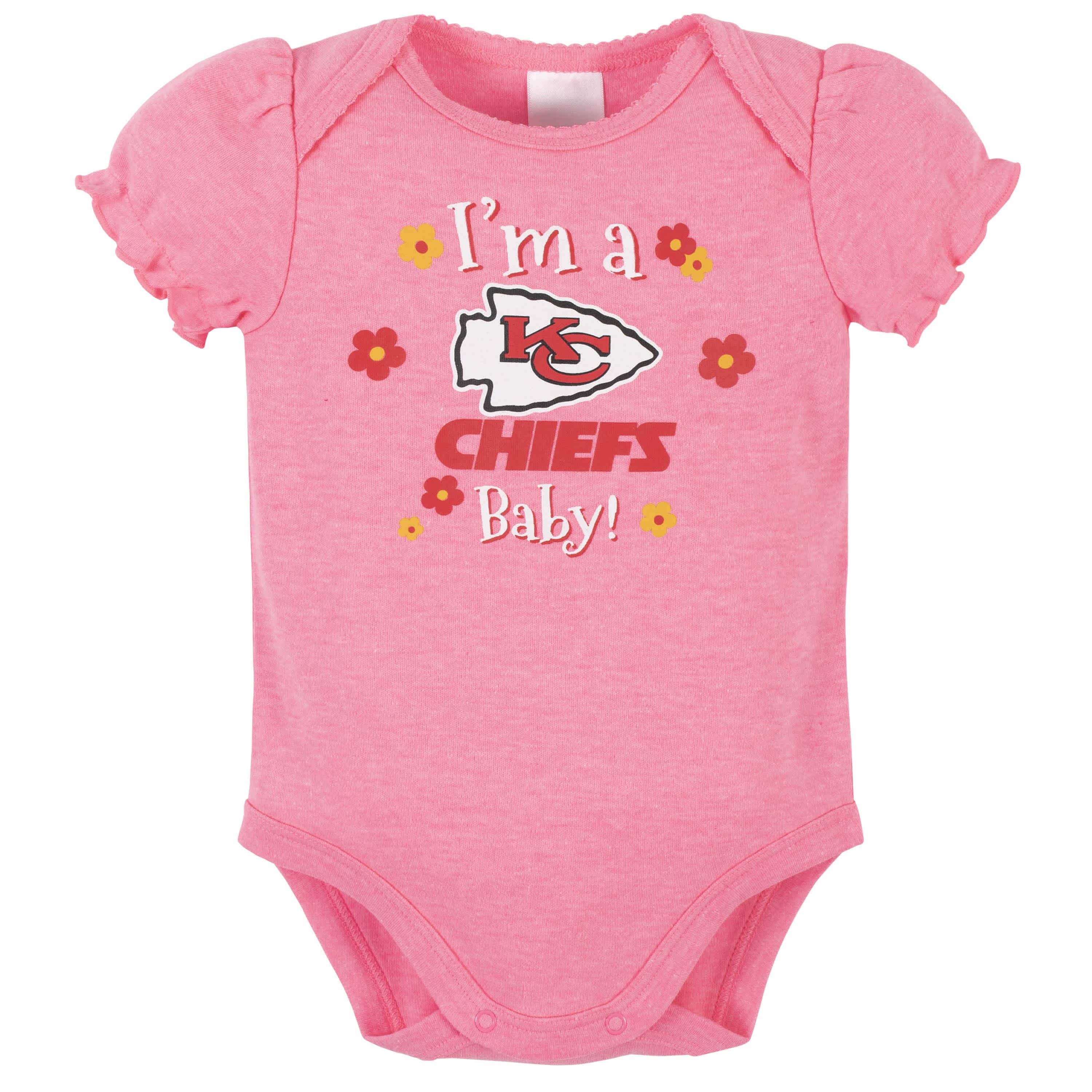 Kansas City Chiefs Baby Girls Short Sleeve Bodysuits-Gerber Childrenswear
