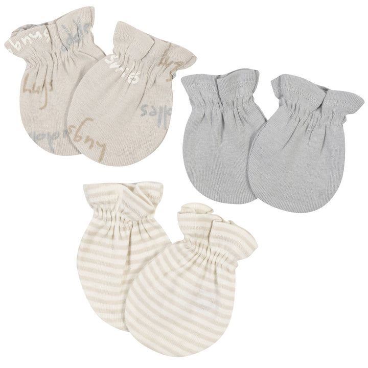 3-Pack Baby Neutral Safari No Scratch Mittens-Gerber Childrenswear