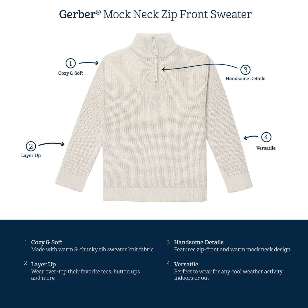 Infant & Toddler Boys Dark Gray Zip Front Sweater-Gerber Childrenswear